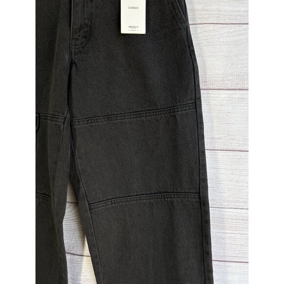 Forever 21 Black High Rise Wide Leg Cargo Jeans Size 24 NWT - Picture 7 of 8